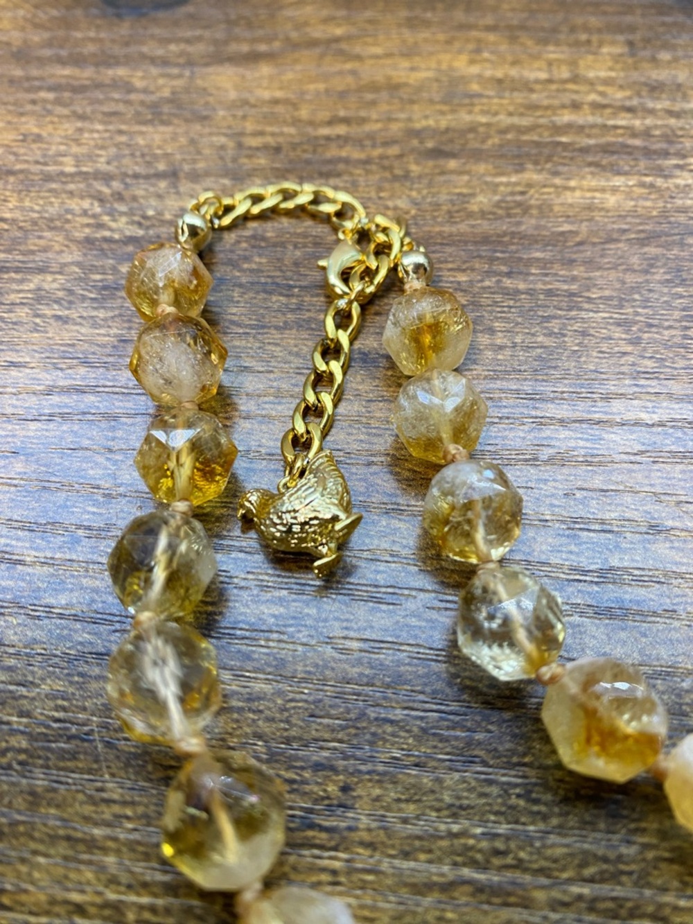 Natural Citrine faceted 10mm hand knotted 20 inch Aprilsplace necklace - Picture 7 of 8